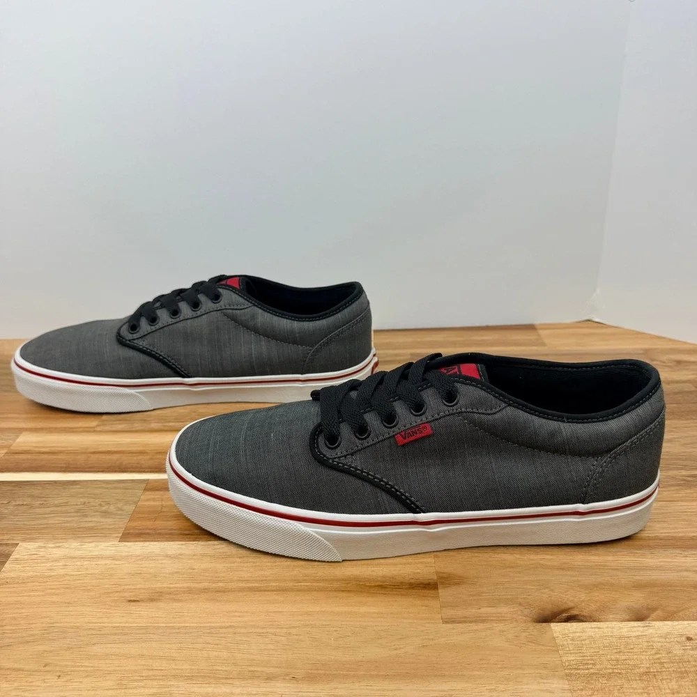 Vans Atwood Textile Dark Grey Red Mens Skate Shoes Size 11